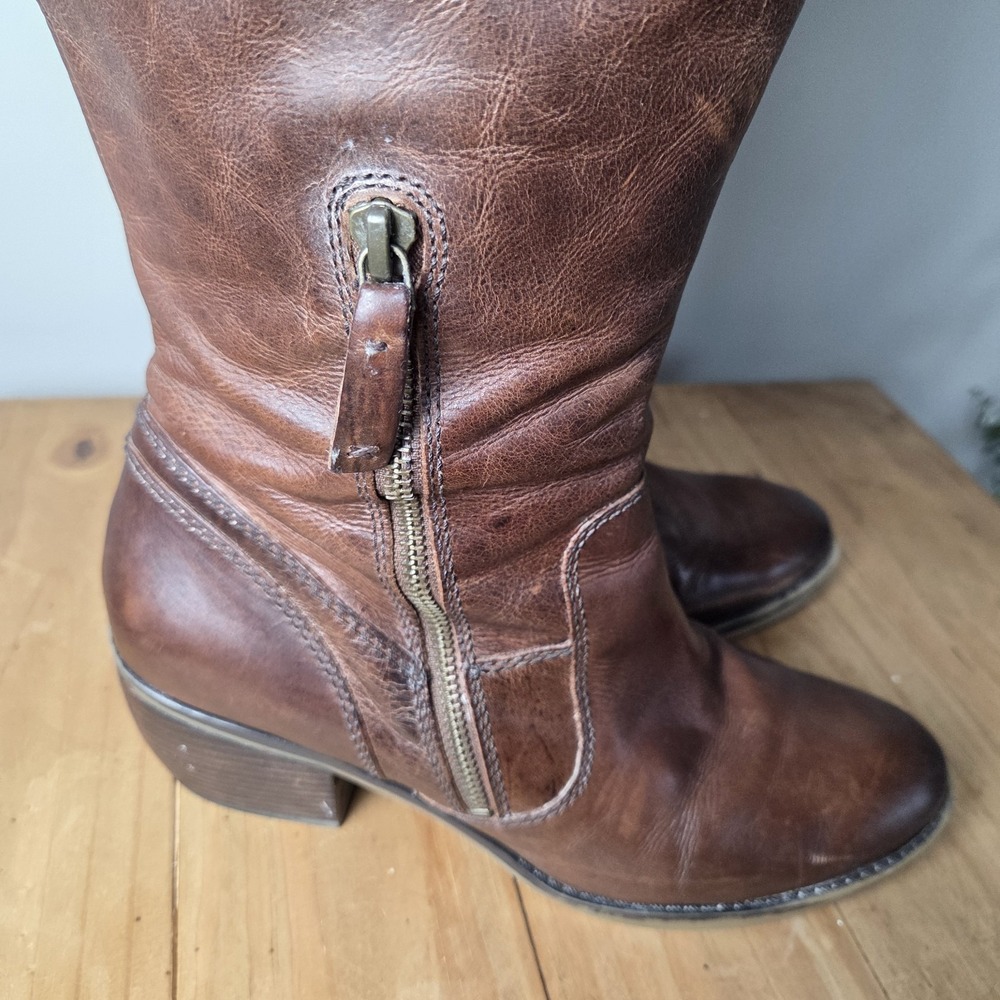 Naturalizer ORA Wide Shaft Riding Boots Sz 9 Distressed Coffee Bean Brown - Picture 9 of 16